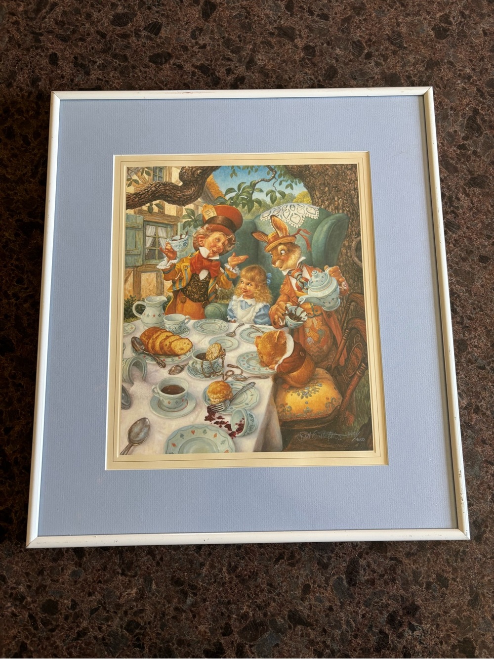 Scott Gustafson Alice In Wonderland Tea Party Signed LE Print Framed